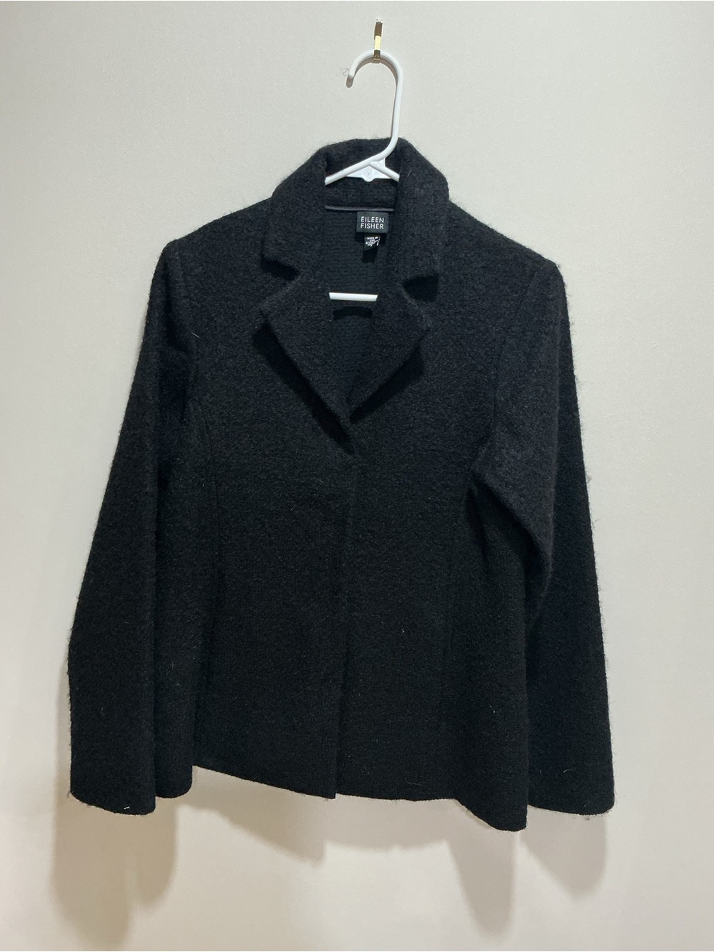 EILEEN FISHER Black Wool-mohair Blend  Blazer Jacket size small